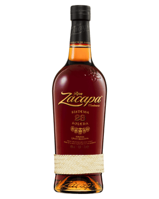 Ron Zacapa Centenario Solera Gran Reserva Rum 700ml bottle with dark amber rum and signature woven band design.