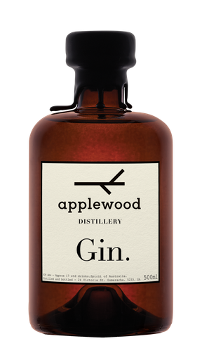 Bottle of Applewood Distillery Gin on a white background