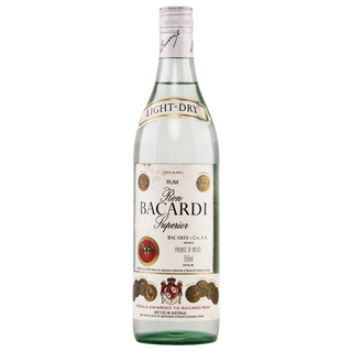 Bacardi Superior rum bottle on a white background