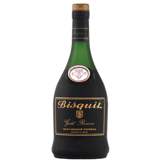 Bottle of Bisquit Gold Reserve Old Liqueur Cognac on a white background