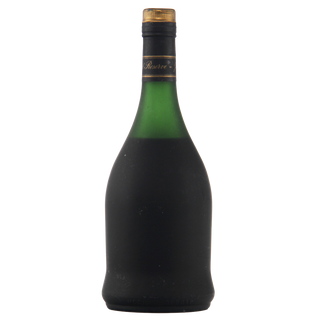 Green wine bottle with gold cap on a white background