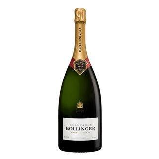 Bollinger Special Cuvée Brut NV 1.5L—this magnum features a gold foil top, black neck label, and white main label, renowned for its toasted almond and rich brioche notes.