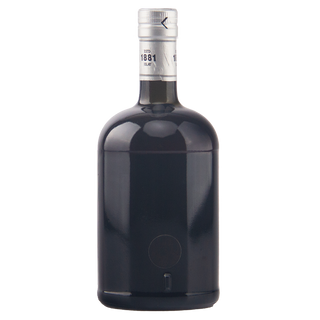 A dark glass bottle with a silver foil capsule around the neck, photographed against a plain white background.