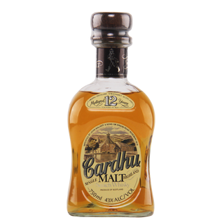 Cardhu whisky bottle on a white background