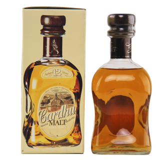 Cardhu single malt whisky bottle and packaging on a white background