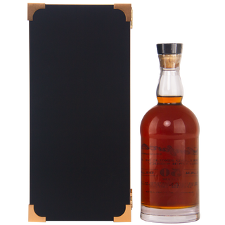 Bottle of whiskey with a black box on a white background