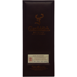 Glenfiddich whisky box with branding and label on a white background