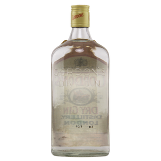 Bottle of Gordon's Dry Gin on a white background