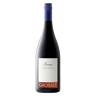 Case of twelve 750 ml bottles of Grosset Nereus Shiraz 2023 Australian red wine showing rows of dark glass bottles with coordinated label design.