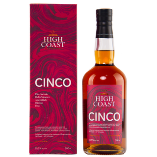 High Coast Cinco bottle and packaging on a white background