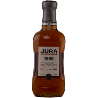 Jura 1990 whisky bottle on a white background