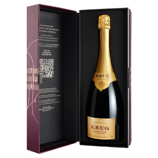 Krug champagne bottle in a luxury box with gold foil cap