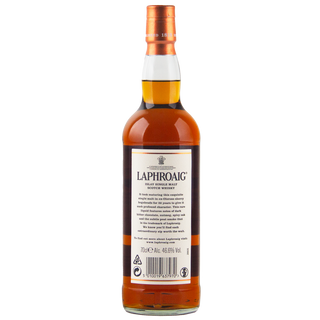 Laphroaig whisky bottle on a white background