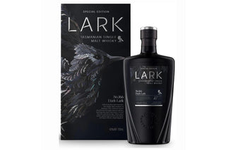 Lark Tasmanian Single Malt Whisky bottle and packaging on a white background