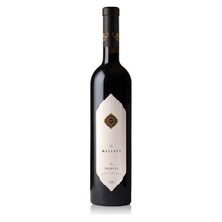 Wine bottle with a decorative label on a white background