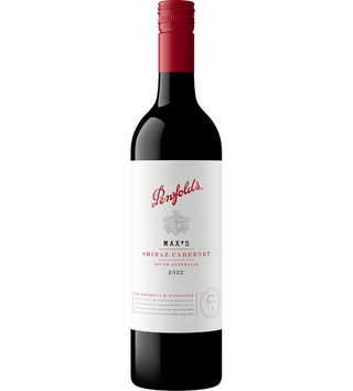 Penfolds Max's Shiraz Cabernet wine bottle on a white background
