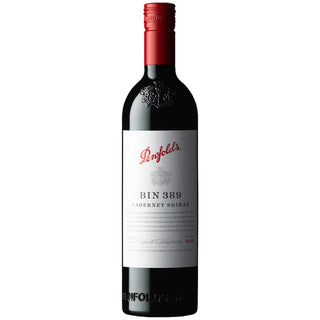 Penfolds Bin 389 Cabernet Shiraz wine bottle on a white background