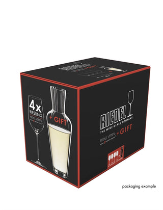 Riedel wine glass packaging box with a glass illustration on a white background