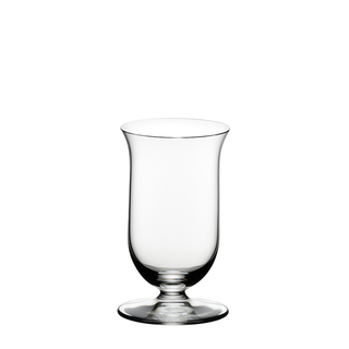 Clear whisky glass on a white background
