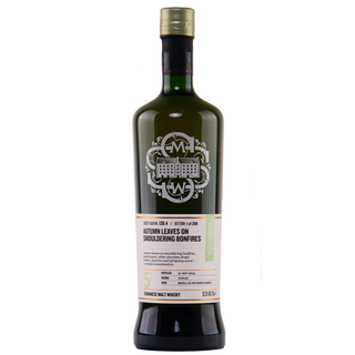 Whisky bottle with label on a white background