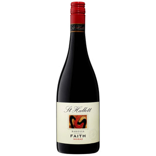 Wine bottle with a visible label on a white background