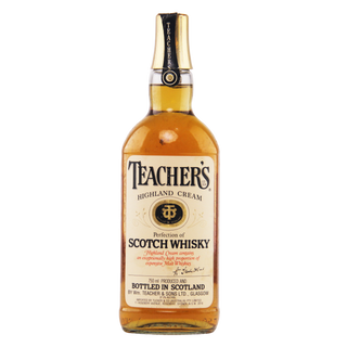Teacher's Highland Cream Scotch Whisky bottle on a white background