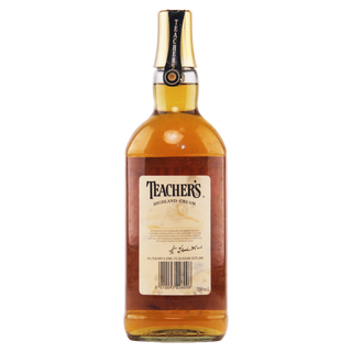 Bottle of Teacher's Highland Cream whisky on a white background
