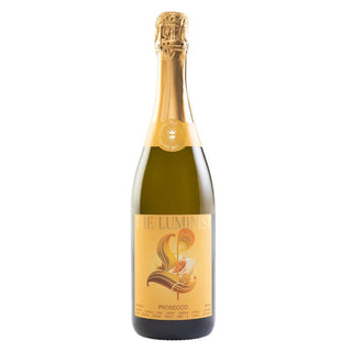 Case of twelve bottles of The Luminist Prosecco NV sparkling wine 750ml with elegant labels and lively Australian prosecco