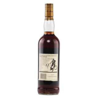 Bottle of whiskey with a label on a white background