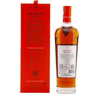 Macallan whiskey bottle and box on a white background