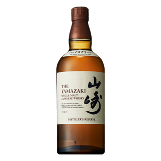 A bottle of Yamazaki Distiller’s Reserve Single Malt Japanese Whisky with a white label, offering sweet vanilla notes and hints of Mizunara oak.