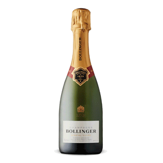 Bollinger Special Cuvée Brut NV 375ml comes in a dark green bottle with gold foil and a white label, renowned for its roasted apple and ripe stone fruit notes.