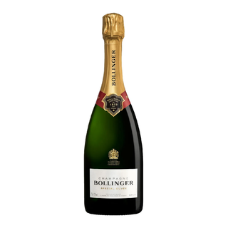 A 9L bottle of Bollinger Special Cuvée Brut NV, known for its toasted almond aromas and creamy citrus notes, features a gold foil top, red and gold neck label, and a white main label with the brand name.