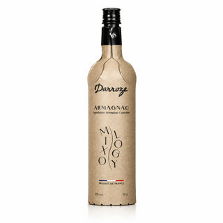 Darroze Armagnac bottle with a unique design on a white background