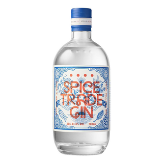700 ml bottle of Four Pillars Spice Trade Gin with vibrant label reflecting spice-inspired artwork representing global spice trade collaboration