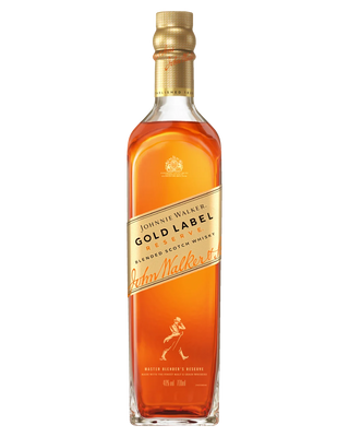 Johnnie Walker Gold Label whisky bottle on a white background