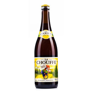 La Chouffe beer bottle on a white background