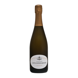 A bottle of Revolution Grower Champagne Gift Box, featuring a gold foil top and white label with the brand name and logo—an elegant grower Champagne celebrated for its fine bubbles and mineral-driven structure.