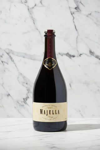 Wine bottle labeled 'Majella' on a marble background