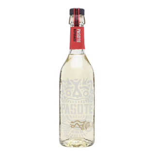 A clear glass bottle of Pasote Reposado Tequila 700ml features a red neck label, white and gold decorative design, and a black cap, delivering every pour with the character of aged tequila.