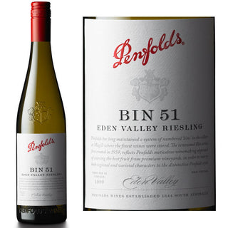 Penfolds Bin 51 Eden Valley Riesling wine bottle and label on a white background