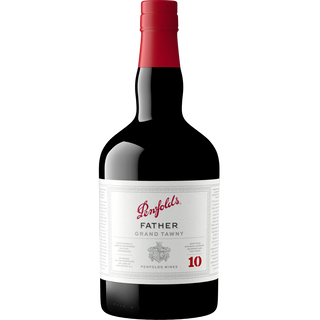 Penfolds Father Grand Tawny wine bottle on a white background