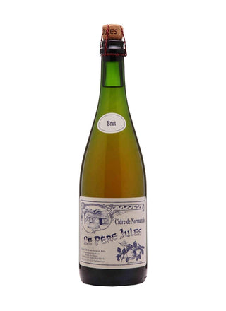 Bottle of cider with a label on a white background