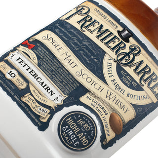 Fettercairn Premier Barrels Single Malt Scotch Whisky label on a white background