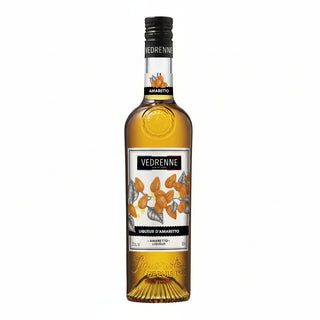 Vedrenne Amaretto liqueur bottle on a white background