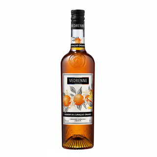 Vedrenne Curacao Orange liqueur bottle on a white background