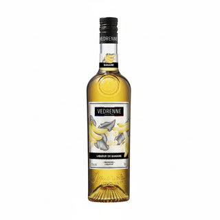 Vedrenne banana liqueur bottle on a white background