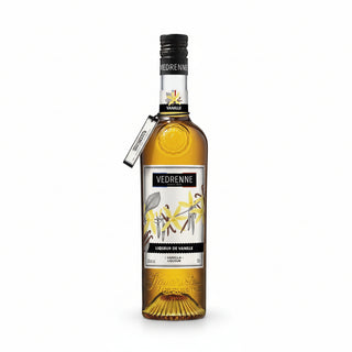 Bottle of Vedrenne vanilla liqueur on a white background